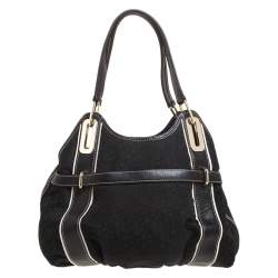 Pre Owned DKNY Black Monogram Fabric and Leather Tote