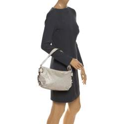 Dkny Ivory Signature Fabric and Leather Shoulder Bag