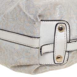 Dkny Ivory Signature Fabric and Leather Shoulder Bag