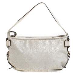 Dkny Ivory Signature Fabric and Leather Shoulder Bag