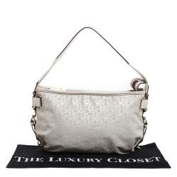 Dkny Ivory Signature Fabric and Leather Shoulder Bag