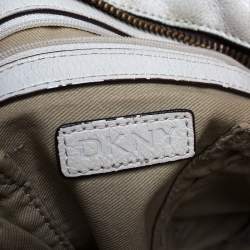Dkny Ivory Signature Fabric and Leather Shoulder Bag