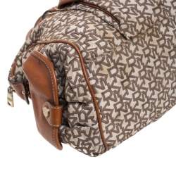 Pre Owned DKNY Beige/Tan Signature Canvas and Leather Satchel