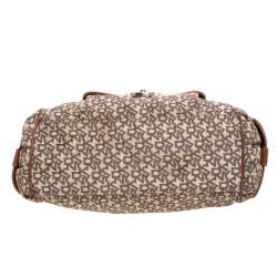 Pre Owned DKNY Beige/Tan Signature Canvas and Leather Satchel