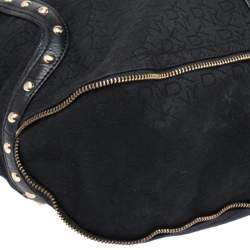 Pre Owned DKNY Black Signature Canvas and Leather Shoulder Bag