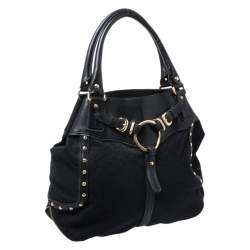 Pre Owned DKNY Black Signature Canvas and Leather Shoulder Bag