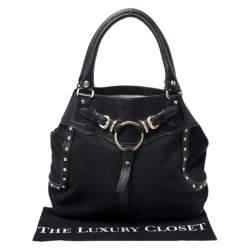 Pre Owned DKNY Black Signature Canvas and Leather Shoulder Bag