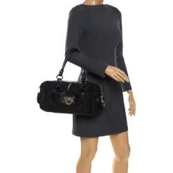 Pre Owned DKNY Black Signature Canvas and Leather Satchel