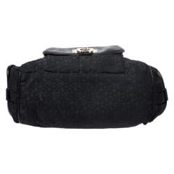 Pre Owned DKNY Black Signature Canvas and Leather Satchel