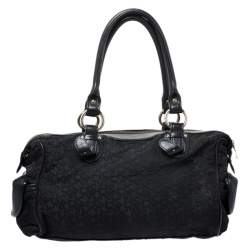 Pre Owned DKNY Black Signature Canvas and Leather Satchel