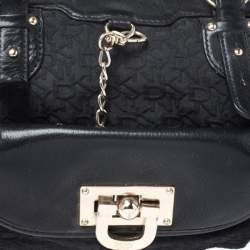 Pre Owned DKNY Black Signature Canvas and Leather Satchel
