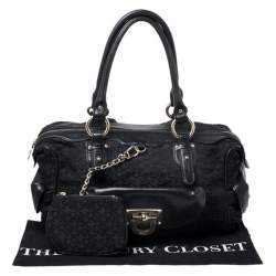 Pre Owned DKNY Black Signature Canvas and Leather Satchel