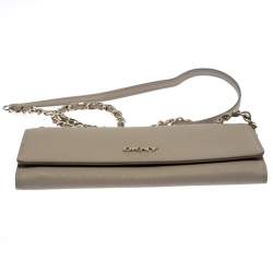 Pre Owned DKNY Beige Leather Wallet On Chain