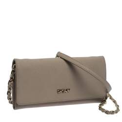 Pre Owned DKNY Beige Leather Wallet On Chain