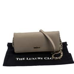 Pre Owned DKNY Beige Leather Wallet On Chain