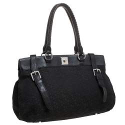 Pre Owned DKNY Black Signature Canvas and Leather Tote