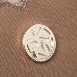 Pre Owned حقيبة DKNY  كانفاس بيج/بني فاتح وجلد بيد علوية