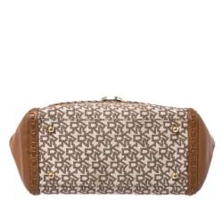 Pre Owned حقيبة DKNY  كانفاس بيج/بني فاتح وجلد بيد علوية