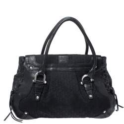 Pre Owned DKNY Black Signature Canvas and Leather Shoulder Bag