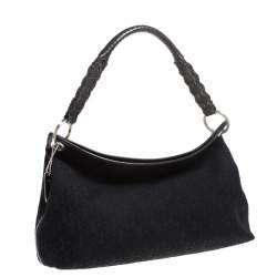 Pre Owned DKNY Black Signature Canvas and Leather Satchel