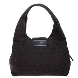 Pre Owned Dkny Black Signature Canvas and Leather Satchel