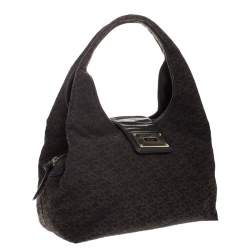 Pre Owned Dkny Black Signature Canvas and Leather Satchel