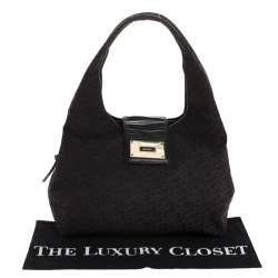 Pre Owned Dkny Black Signature Canvas and Leather Satchel
