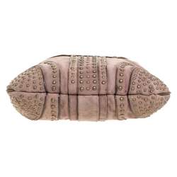 Pre Owned Dkny Light Brown Nubuck Leather Studded Hobo