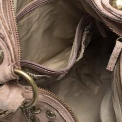 Pre Owned Dkny Light Brown Nubuck Leather Studded Hobo