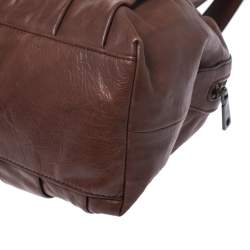 Pre Owned Dkny Brown Pleated Leather Satchel