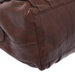 Pre Owned Dkny Brown Pleated Leather Satchel