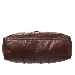 Pre Owned Dkny Brown Pleated Leather Satchel