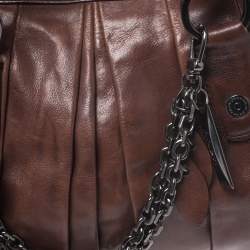 Pre Owned Dkny Brown Pleated Leather Satchel