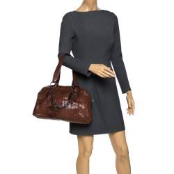 Pre Owned Dkny Brown Pleated Leather Satchel