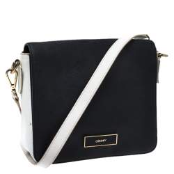 DKNY Black/White Leather Crossbody Bag