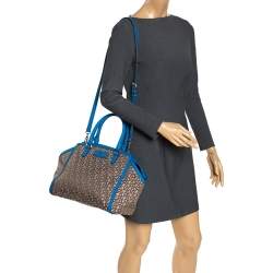 Pre Owned DKNY Beige/Blue Monogram Canvas Satchel