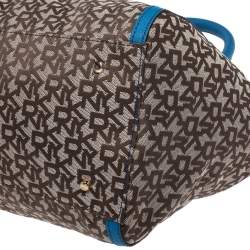 Pre Owned DKNY Beige/Blue Monogram Canvas Satchel