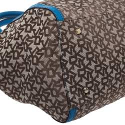 Pre Owned DKNY Beige/Blue Monogram Canvas Satchel