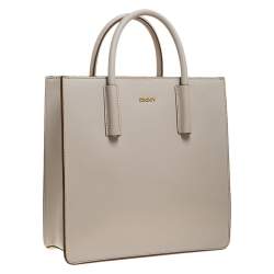 Pre Owned حقيبة يد دي كي أن واي بوك جلد بيج فاتحة