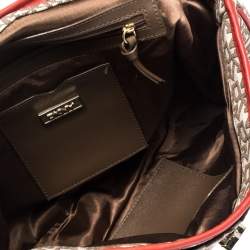 Pre Owned DKNY Red/Brown Monogram Canvas Satchel