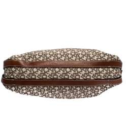 Pre Owned DKNY Beige/Tan Monogram Canvas and Leather Shoulder Bag