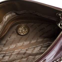 Pre Owned Dkny Burgundy Croc Embossed Leather Chain Shoulder Bag