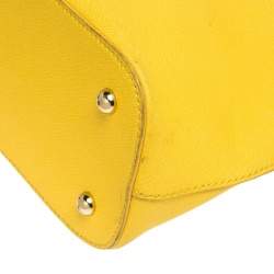 Pre Owned Dkny Yellow Leather Top Zip Tote