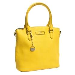 Pre Owned Dkny Yellow Leather Top Zip Tote