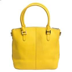 Pre Owned Dkny Yellow Leather Top Zip Tote