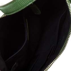 Pre Owned حقيبة كتف دي كي إن واي كانفاس مونوغرامي وجلد نقشة السحالي خضراء صغيرة