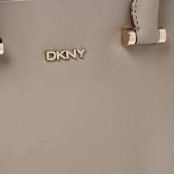 DKNY Beige Leather Small Dona Karan Zip Tote