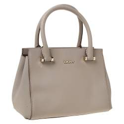 DKNY Beige Leather Small Dona Karan Zip Tote