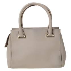 DKNY Beige Leather Small Dona Karan Zip Tote