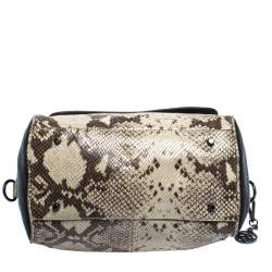 Dkny Beige/Black Python Embossed Leather Satchel